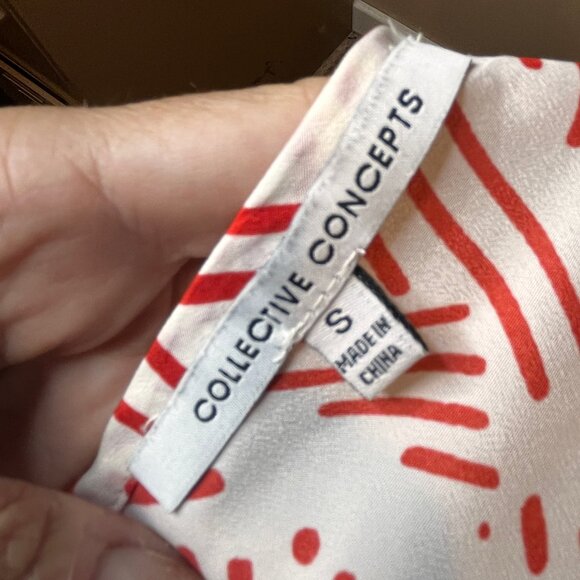 Collective Concepts Cold Shoulder Flowy Print White Red Size S Strappy Bohomian - Picture 11 of 12